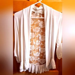 MONTEAU ~ Size Small ~ White Rose Lace Cardigan